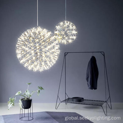 Nordic Ceiling Lights Chrome Firework LED Chandelier Spark Ball Pendant Lamp Manufactory